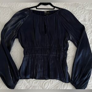 Line & Dot Liquid Navy Peplum Blouse